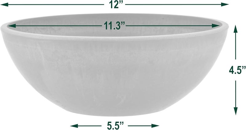 PSW Pot M30DC Collection Shallow Garden Bowl Low Planter for Succulents, Bonsai, Fairy Gardens, Herbs - 12-inch Dark Charcoal - Image 4